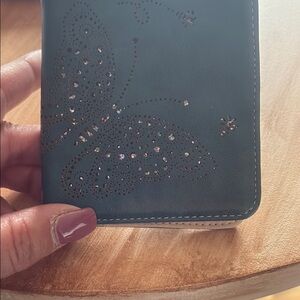 Teal Wallet with Butterfly Design